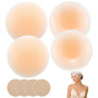 2 Paires Cache Tétons Femme Invisible, Cache Teton Silicone Auto-Adhésif Réutilisable, Nipple Cover Discret pour Robes Décolleté