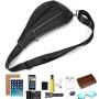 newsbirds Sac de Poitrine pour Hommes en Cuir Véritable Sacs Bandoulière Triangulaire Décontracté Sac de Messager Antivol Polyva