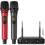 TONOR Micro Karaoke sans Fil, UHF Microphone Systèmes Dynamique Chant Portable à Main Double avec Récepteur pour Karaoké/Fête/Di