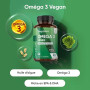 Omega 3 Vegan, Huile d'Algues en Gelules 2000mg Omega 3 DHA EPA, 90 Gélules | sans Huile de Poisson (Fish Oil) ni Huile de Krill