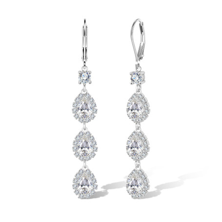 ALEXCRAFT Boucles d'Oreilles Pendantes Femme Argent Or Goutte Zircone | Hypoallergénique Longues Boucles d'Oreilles Pendantes Ar