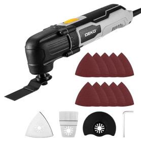 DEKOPRO Outil Multifonction Oscillant 300W: 22000 RPM Scie Oscillante Filaire, 6 Vitesses, Angle d'Oscillation 3°, pour Bois, Pl