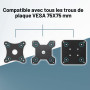 Adaptateur de montage universel VESA pour écrans d'ordinateur et tablettes non-VESA de 13 à 27", 75 x 75 mm