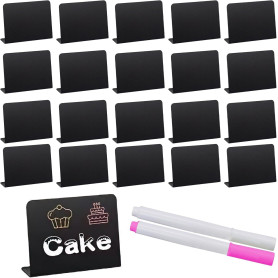 MZMing Mini Tableau Noir 20PCS Mini Ardoise Craie Plastique 10x7.5cm | Mini Panneau d'Affichage Petit Tableau Noir Effacable Réu