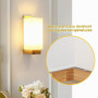 Toolight Lampe Murale Bois Tissu E27 Rectangulaire Chambre Couloir | Applique Murale Vintage, Abat-jour en Tissu, pour Escalier 