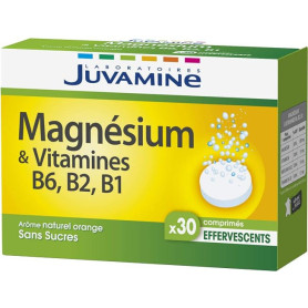 JUVAMINE Magnésium + 3 Vitamines B - Anti-Fatigue, Immunité - 30 Cpr Eff | Vitamines B1, B2, B6, Equilibre nerveux, Tonus, Sans