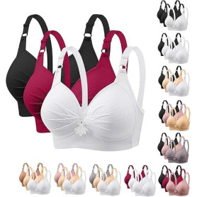 Générique Lot de 3 Soutien Gorge sans Armature Grande Taille Brassiere Femme Push Up Comfit Maintien Fort Rembourré Bralette Sou