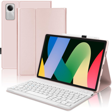 WAVATA Clavier pour Redmi Pad SE 2023 11", Rose | Étui Clavier pour Xiaomi Redmi Pad SE 2023 Magnétique Détachable AZERTY Layout