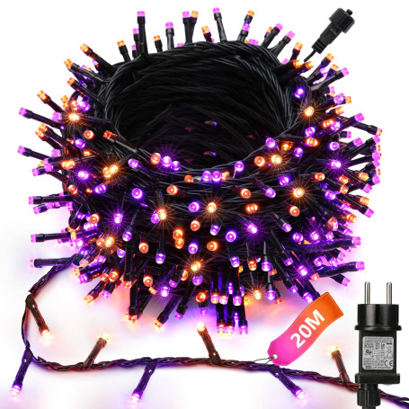 Joomer Halloween Guirlande Lumineuse Exterieure 20M 200 LED Orange Violet | Halloween Decoration Guirlande Lumière Exterieur Fic