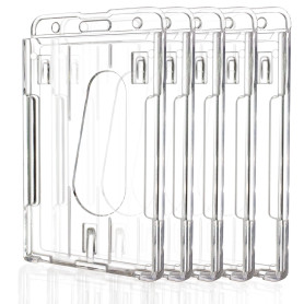 Teskyer 5 Pièces Porte Badge, Rigide, Plastique, Transparent, Pour Bureau, Bus, Pass, Vertical