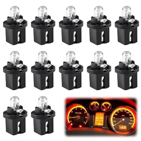 Aihoom 12pcs Ampoules T5 pour Tableau de Bord, Éclairage Intérieur Voiture, Ampoules Jaune Clair 12V 2W, Universelles pour Autom