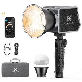 K&F CONCEPT Lumière COB 60W Bicolore pour Photo Vidéo Studio | Batterie 4500mAh, CRI 97+, charge rapide Type-C PD, 6500K, poigné