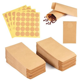 200 Petit Sachet Kraft,Mini Sachet Kraft, Petits Sachets Plats Marron | 6X10cm Sacs en Papier Krafts avec 200 Autocollants, Mini