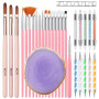 Yokilly Lot de Pinceaux Nail Art, 31 Pcs Pinceau Nail Art Ongles Acrylique | Pinceau Ongle avec 5 Pièces Pinceaux en Silicone Na