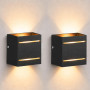 2 x Applique Murale LED Intérieur 7W, 3000K Carrée Applique Murale Chambre | Blanc Chaud Double Fente Lumineuse, Rétro Appliques