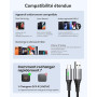 INIU Câble USB C, QC Cable USB A vers USBC Charge Rapide [2m+2m+0.5m] | Nylon Tressé, Charge Rapide, Indicateur LED, pour iPhone