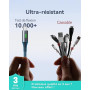 INIU Câble USB C, QC Cable USB A vers USBC Charge Rapide [2m+2m+0.5m] | Nylon Tressé, Charge Rapide, Indicateur LED, pour iPhone