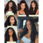 Half Wig Human Hair 20 Pouces Bouclée Perruque Demi Tete 180 Densité Water Wave Glueless Wig 3 In 1 Seamless Flip Over Drawstrin