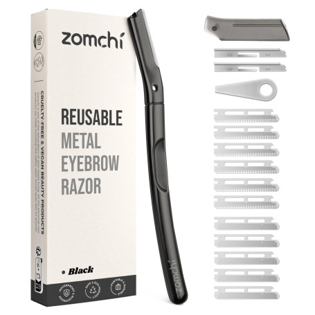 ZOMCHI Outil de dermaplaning pour le visage avec 11 lames de recharge,rasoir Dermaplane pour femme et homme,avec revêtement en s