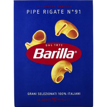 Barilla Classique - Pipe Rigate n. 91 à la semoule de blé dur toujours al dente - 500 g