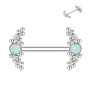 hengkaixuan Piercing pour téton en titane G23 - Calibre 14 - Pour femme - Or rose - Argent - Oxyde de zirconium - 12 - 14 - 16 -