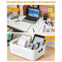 Boîtes de rangement blanches 4 pièces – Bac rangement plastique & panier de rangement, boîtes empilables pour cuisine, armoire e