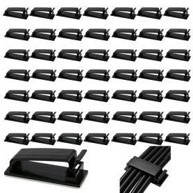 50 Clips Auto-adhésifs pour Câbles, Organiseur de Câbles en Plastique, Gestion des Câbles pour TV, PC, Ordinateur Portable, Câbl