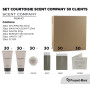 PRESENT-MORE - Kit Accueil 30 Invités Scent Company Milano | Parfum Ambre Royal - Shampooing, Gel Douche, Savon, Bonnet de Douch