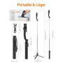 GRIFEMA Perche à Selfie Trépied Smartphone 107 cm, Télécommande Amovible | Support Rotatif 360°, Trépied Téléphone pour iPhone &