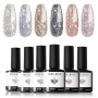 modelones Vernis Semi Permanent Pailleté, 6 Couleurs Vernis à Ongle Semi Permanent, Soak Off Nail Design Gel Polish, Nail Art Ki