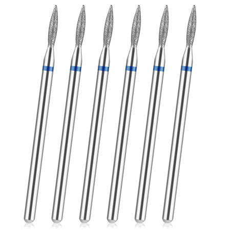 YUXIANLB Lot De 6 Forets À Cuticules En Forme De Flamme Avec Étui Outils De Manucure Professionnels De 3/32" En Carbure De Tungs