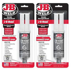J-B Weld Seringue d'époxy renforcée en acier originale, haute résistance, pack de 2, gris foncé, 50165-2