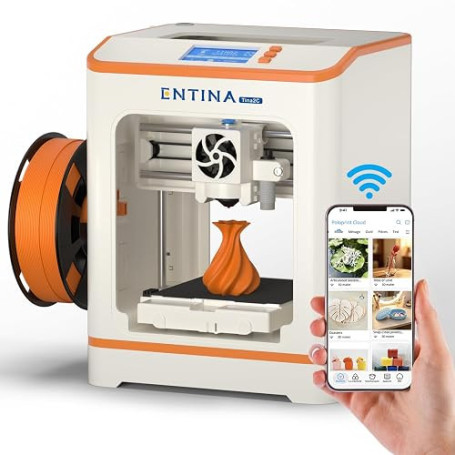 ENTINA TINA2C Imprimante 3D Mini Débutants et Famille, Facile à Utiliser | Préassemblée, Nivellement Automatique, WiFi App Cloud