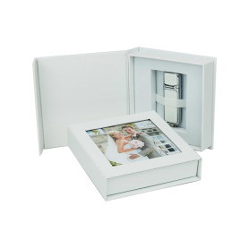 Elegantdisk – Coffret USB de mariage – Avec fenêtre pour photo – Blanc, noir, blanc perle, or, argent