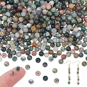 NBEADS Environ 415 Pcs Perles D'Agate Indiennes, 4mm Perles en Pierres Précieuses Naturelles Pierres semi-précieuses pour Bracel
