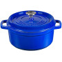 Cocotte en fonte ronde avec revêtement céramique vitrifié Cocotte avec couvercle Gourmet Tools (bleu, 22 cm)