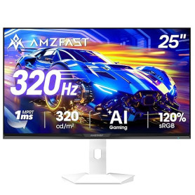 Amzfast Écran PC Gamer 24.5 Pouces 320Hz/FHD Blanc Moniteur PC Gamer 240Hz 1920x1080, Fast IPS Écran, 1ms MPRT, 120% sRGB, Eyes-