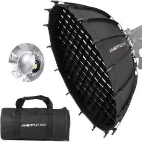 AMBITFUL 80 cm / 31,5" Studio Silver Wide Angle Beauty Dish Miel Comb Grid Bowens Mount for Photography Studio Flash Head and Mo