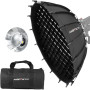 AMBITFUL 80 cm / 31,5" Studio Silver Wide Angle Beauty Dish Miel Comb Grid Bowens Mount for Photography Studio Flash Head and Mo