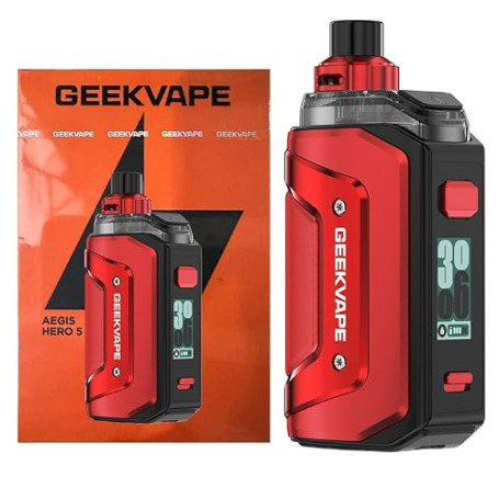 GEEKVAPE Aegis Hero 5 Pod Kit 50W Amélioré H45 Classic 2000mAh Batterie | 6.5ml GEEKVAPE AEGIS HERO Pod Cartouche B 0.4ohm + B 0