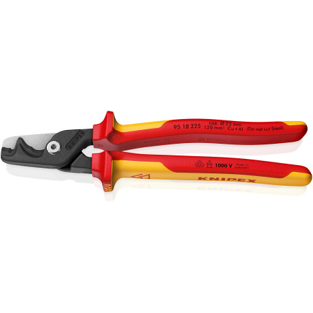 KNIPEX StepCut XL Coupe-câbles avec coupe par étapes poignée isolante bi-matière, certifiée VDE 225 mm, 95 18 225 SB