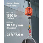 VEVOR Palan Électrique Portable 3 en 1 Treuil Électrique 700 kg Treuil Levage 1500 W pour Usine Entrepôt Garage, Hauteur Levage