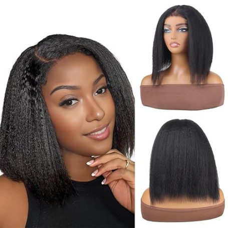 Yaki Kinky Straight 13X4 Lace Front Perruques Cheveux Humains Perruque Femme Naturelle Glueless Wig Human Hair Pré Plumés 150% D