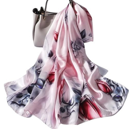 YZDKR Silk Long Scarf Women Natural Silk Satin Shawl Thin Spring Headband Scarves Real Silk Neckscarf pour Les Mariages, Les bal