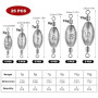 Annyswit 25/45 Pièces Plombs en Forme d'olive avec Emerillon de Pêche Truite Set 6/10 Tailles Anneaux Solides Poids de Pêche 3g