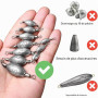 Annyswit 25/45 Pièces Plombs en Forme d'olive avec Emerillon de Pêche Truite Set 6/10 Tailles Anneaux Solides Poids de Pêche 3g