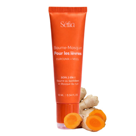 Séfia - Baume Lèvres et Masque de Nuit au Curcuma - Nourrit et Répare | Lèvres Douces Dès la 1ère Application - Apaise Gerçures 