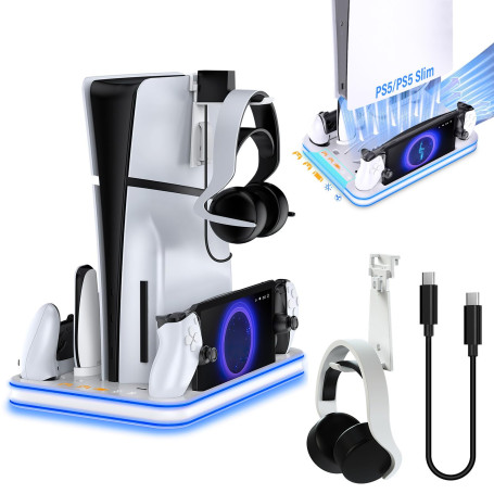 Sehawei Support Ventilateur de Refroidissement pour PS5 Pro/PS5/Slim | Ventilateur de Refroidissement PS5 à 3 Vitesses, Chargeur