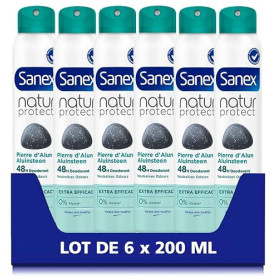 Sanex, Pierre d'Alun Déodorant Spray, Natur Protect, 6 x 200 ml | Déodorant en spray, Protection anti-odeurs cliniquement prouvé