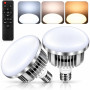Lot de 2 Ampoules LED Studio Photo 135W, Culot E27, Dimmable 0‑100% | Bicolore 3000K‑6500K, CRI 90, Éclairage pour Softbox et Pa